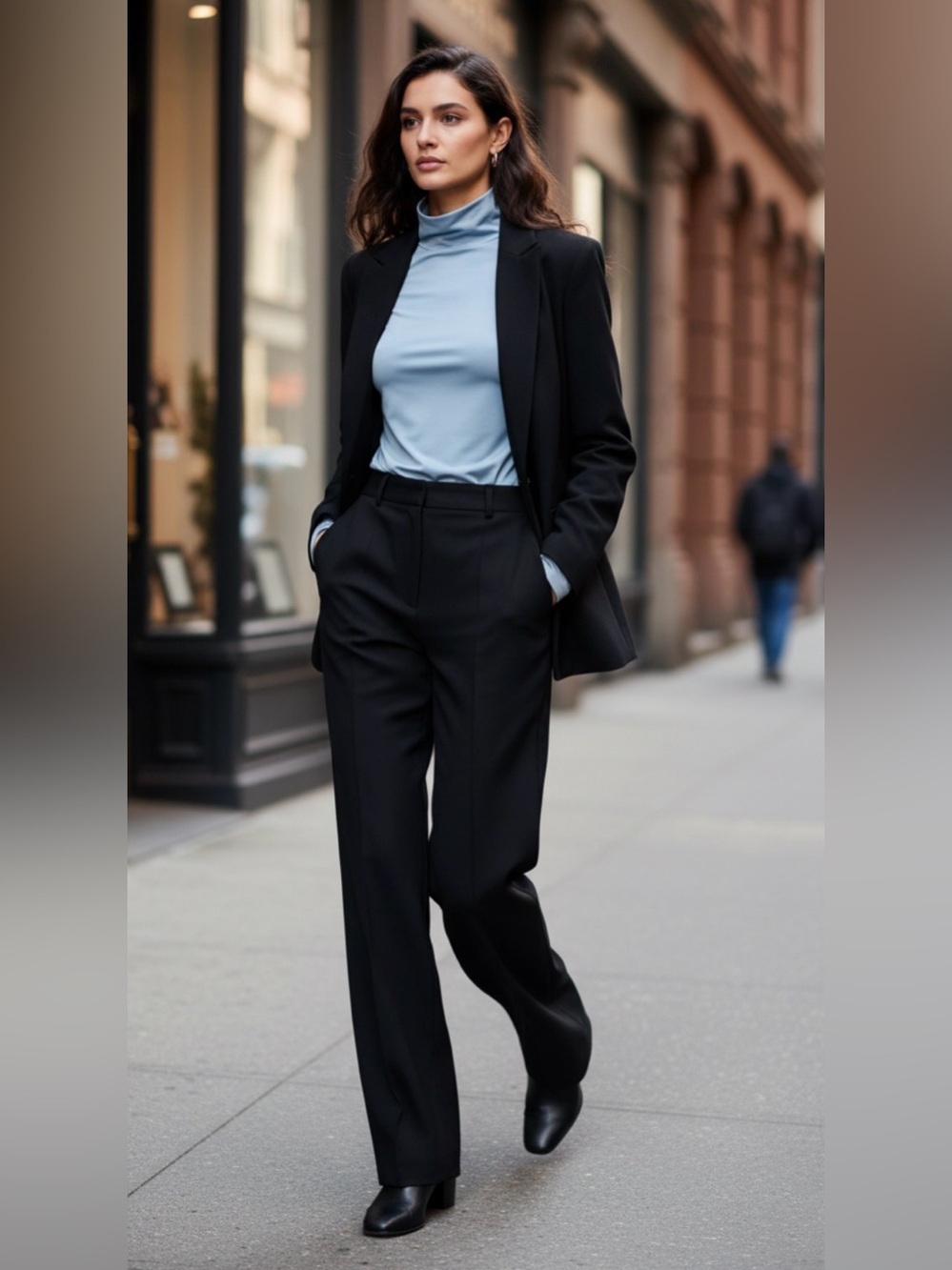 (#127) Aritzia WILFRED Blue Mock Neck Long Sleeve Top